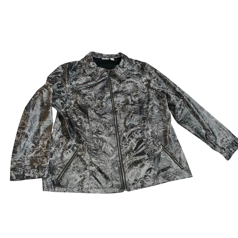 Zenergy by Chico’s women’s grey metallic jacket